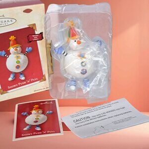 NIB 2003 Hallmark Keepsake Ornament Snowy Push n Pull Sound and Light